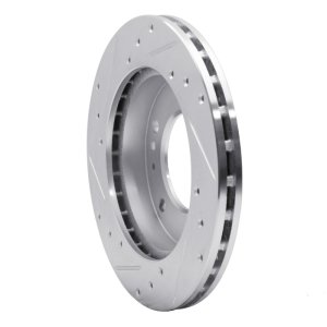 Jaguar XJR Brake Rotor (1) - Rear Right - R1 Concepts - Drilled & Slotted - Silver - `06-`15